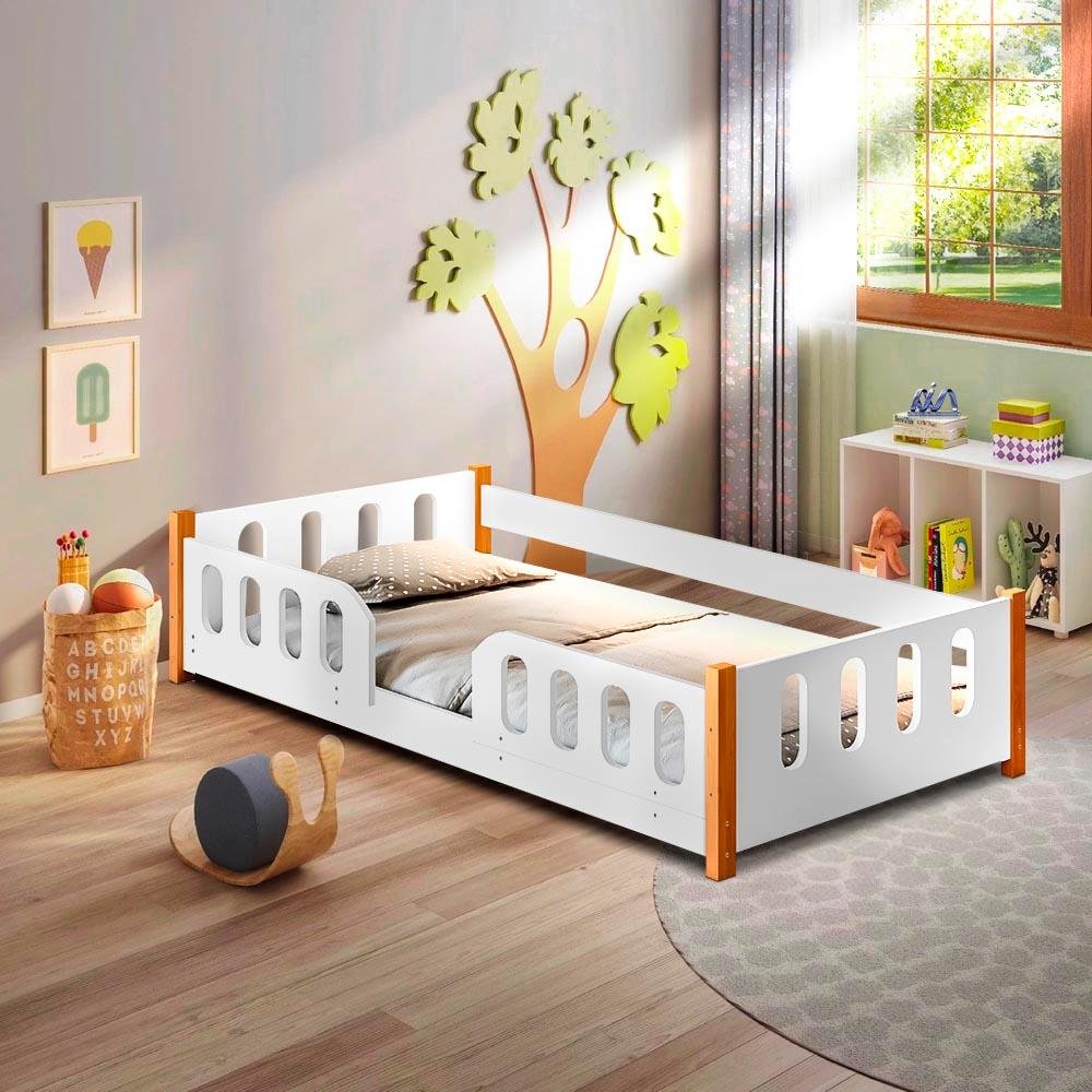 Cama de Bebê com Colchão Infantil Ortobom Grades de Proteção Branco Melin Shop Jm - 2