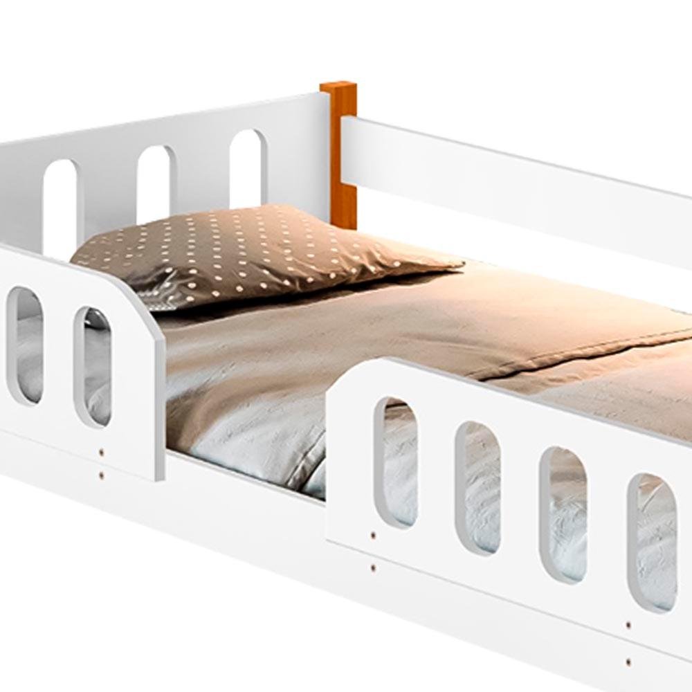 Cama de Bebê com Colchão Infantil Ortobom Grades de Proteção Branco Melin Shop Jm - 6