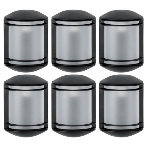 Kit 6 Arandelas Externas Elegance Pretas Bivolt Luminárias de Parede Jardim Hall de Entrada Dital