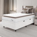 Ver imagem 3 de Cama Box Baú Colchão Solteiro Molas Ensacadas City Pillow Top 88x188x64cm Linho Branco / Bege