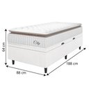 Ver imagem 5 de Cama Box Baú Colchão Solteiro Molas Ensacadas City Pillow Top 88x188x64cm Linho Branco / Bege