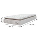 Ver imagem 4 de Cama Box Baú Colchão Solteiro Molas Ensacadas City Pillow Top 88x188x64cm Linho Branco / Bege
