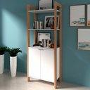 Ver imagem 1 de Closet Modulado Aberto-armário Alto Multiuso com 2 Portas 65cm Az1009 Tecno Mobili - Amendoa/branco