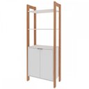 Ver imagem 2 de Closet Modulado Aberto-armário Alto Multiuso com 2 Portas 65cm Az1009 Tecno Mobili - Amendoa/branco