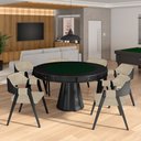 Ver imagem 1 de Conjunto Mesa de Jogos Carteado Bellagio Tampo Reversível e 6 Cadeiras Madeira Poker Base Cone Pu Be