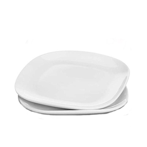 Jogo 2 Prato de Sobremesa Branco Quadrado Square 20cm Vidro Opalino em Casa Tem