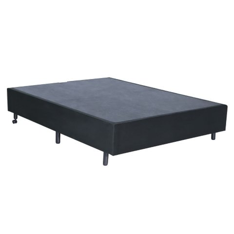 Base Box Casal - Suede Aveludado Cinza 138x188cm com Rodízios Madeira Eucalipto - Fjr Estofados