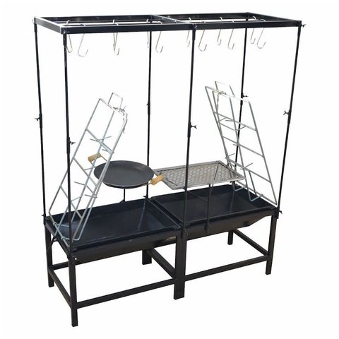 Estação Churrasco Dupla Fogo Chão Picanheira Grelha e Varal