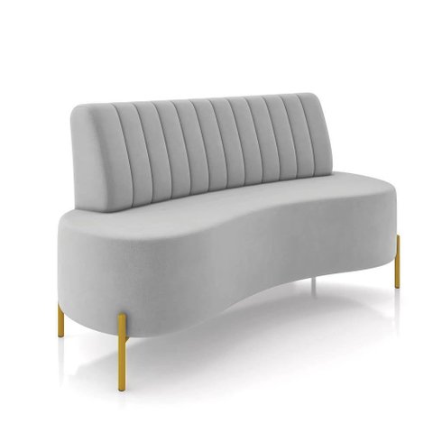 Sofá 2 Lugares Living 160cm Pé Ferro Dourado Maraú Veludo Cinza K01 - D\'rossi