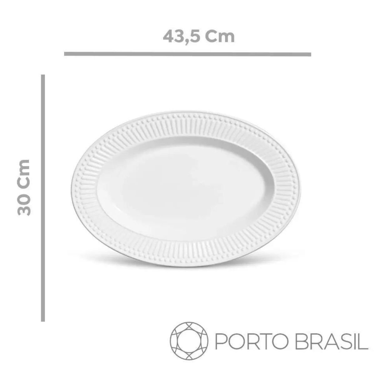 Travessa Branca em Cerâmica Linha Roma Porto Brasil Grande Porto Brasil Cerâmica Travessa, Bandeja,  - 4