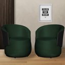 Ver imagem 1 de Kit 2 Poltronas Organica Beatriz Veludo Verde C/ Composê Corano Preto - Lm Decor