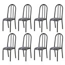 Ver imagem 1 de Kit com 8 Cadeiras de Jantar em Aço Tubular 056 Cromo Preto Listrado - Movelpolo