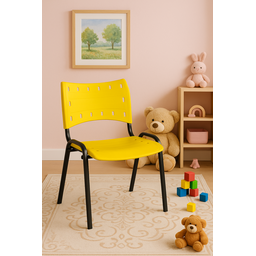 Kit 4 Cadeiras Iso Fixa Empilhável Escola Igreja Salão:amarelo - 3