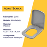 Assento Tampa Vaso Sanitário Lírio Fiori Almofadado Cinza Durín - 3