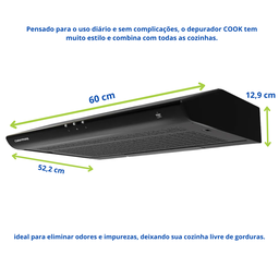 Depurador de Cozinha Exaustor 60 Cm de Parede Preto 127v - 4