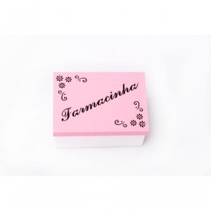 Kit com 6un de Caixa Personalizada Farmacinha 100% Mdf (17x12x08) Rosa/branco