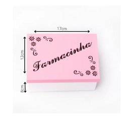 Kit com 6un de Caixa Personalizada Farmacinha 100% Mdf (17x12x08) Rosa/branco - 4