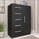 Ver imagem 2 de Cômoda Sapateira Zurique 1 Porta 5 Gavetas Evidência Móveis Preto