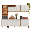 Ver imagem 2 de Cozinha Modulada Ravena 260cm Paneleiro/Cristaleira com Led - Freijó UV/Off Acetindo Poliman