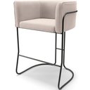 Ver imagem 1 de Banqueta Decorativa Fixa Baixa Base de Aço Preto Betina D02 Suede Bege C-309 - Lyam Decor