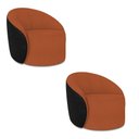 Ver imagem 6 de Poltrona Sala Orgânica Kit 2 Lua Giratória Sintético Pu Preto/bouclê D03 - D'Rossi Cor Terra
