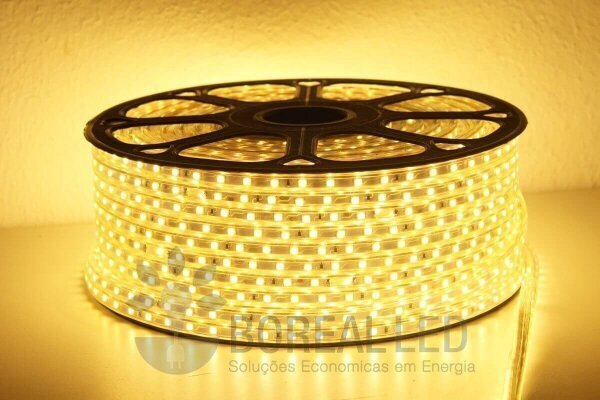 Mangueira Fita LED Chata 5050 10m Branco Quente 6mm 60 LEDS/m 220V - 3