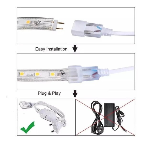 Mangueira Fita LED Chata 5050 10m Branco Quente 6mm 60 LEDS/m 220V - 7