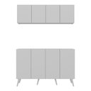 Ver imagem 5 de Kit Bar Armário Aéreo e Aparador 4 Portas Retrô Multimóveis Mp1086 Branco