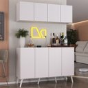 Ver imagem 2 de Kit Bar Armário Aéreo e Aparador 4 Portas Retrô Multimóveis Mp1086 Branco