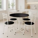 Ver imagem 2 de Mesa de Jantar Redonda 80cm Branca Tampo Madeira Preto