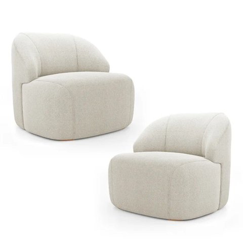 Kit 2 Poltronas Organica Decorativa Eloa Boucle Bege