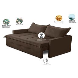 Sofá sem Caixa Retrátil e Reclinável 1,65m com Molas Maísa Suede Adonai Estofados - 2