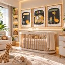 Ver imagem 2 de Kit 3 Quadros Infantil Animais Safari Quarto Bebê Menino Menina 40x60 Moldura Madeira NO3
