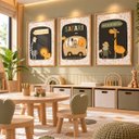 Ver imagem 4 de Kit 3 Quadros Infantil Animais Safari Quarto Bebê Menino Menina 40x60 Moldura Madeira NO3