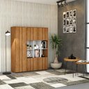 Ver imagem 2 de Armário Alto com Nichos e 05 Portas 161,5x135x42cm Wlan135 Lâmina Mel - Branco
