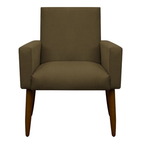Poltrona Decorativa para Sala de Estar e Quarto Nina Suede Herrero:marrom Claro
