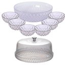 Ver imagem 1 de Kit Boleira Baixa, Saladeira e 6 Tigelas de Plástico Cristal Incolor Plasutil