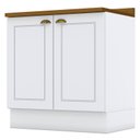 Ver imagem 1 de Balcão 2 Portas 80 Cm Nova York Branco com Tampo Nature – Henn
