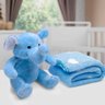 Manta e Bichinho Pelúcia Buettner Baby Microfibra Elefante Azul - 2