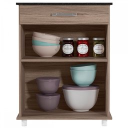 Armário de Cozinha 65 Cm Isis 2 Portas 1 Gaveta Carvalho - Nicioli - 3