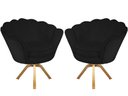 Ver imagem 1 de Kit 2 Poltronas Decorativa Pétala Base Giratória Madeira Couro Preto Mz Decor