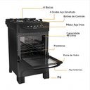 Ver imagem 3 de Fogão a Gas Mueller Mfv4bb 4 Bocas Mesa de Vidro Preto Fosco-bivolt