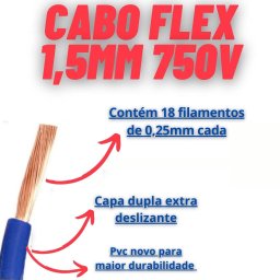 Fio Eletrico Cabo Flexivel 1,5mm 100 Metros. Preto - 2