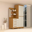 Ver imagem 1 de Guarda-roupa Solteiro 2 Portas 4 Gavetas com Espelho Melissa Nature Off White Cod:641.033