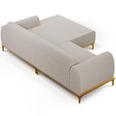 Ver imagem 2 de Sofá 3 Lugares Chaise Direito Sala Molino 245cm D02 Pés D\'ouro Bouclê Creme B-54