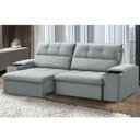 Ver imagem 2 de Sofá Retrátil Reclinável para Sala 3 Lugares 250cm Zayn F04 Veludo Cinza Claro - Lyam Decor