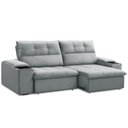 Ver imagem 1 de Sofá Retrátil Reclinável para Sala 3 Lugares 250cm Zayn F04 Veludo Cinza Claro - Lyam Decor