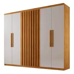 Guarda Roupa Cairo Casal 6 Portas 2 Gavetas Rufato Cor Naturale Off White - 1
