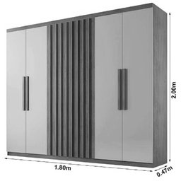 Guarda Roupa Cairo Casal 6 Portas 2 Gavetas Rufato Cor Naturale Off White - 2