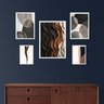 Composição 5 Quadros Decoração Moderna Abstrata Sala - com Vidro:moldura Preta - 2